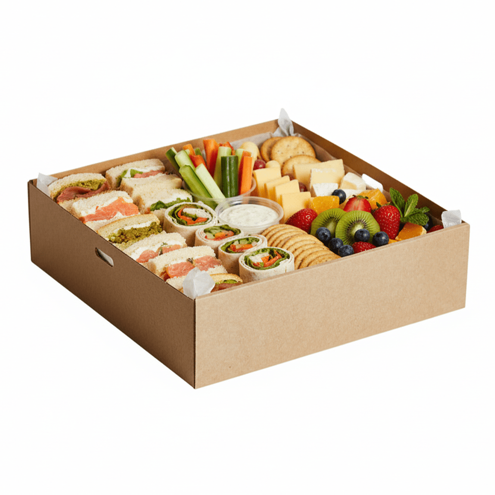 Large Square Kraft Corrugated Catering Tray - 100/CTN - TEM IMPORTS™