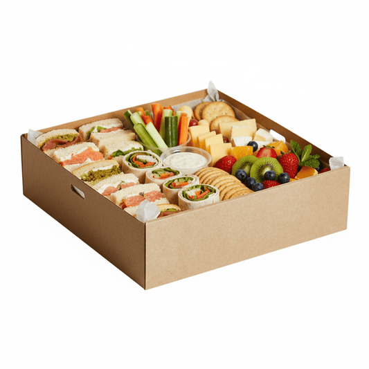 Large Square Kraft Corrugated Catering Tray - 100/CTN - TEM IMPORTS™