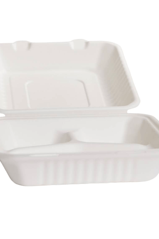 Large Sugarcane Dinner Box 3 Compartment Food Clam - TEM IMPORTS™