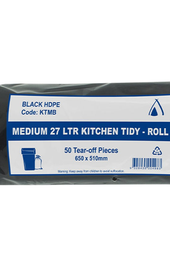 Medium 27Ltr Kitchen Office Tidy Bin Liners - Black - TEM IMPORTS™