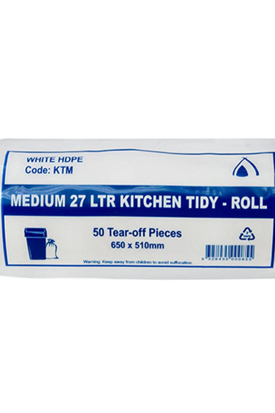 Medium 27Ltr Kitchen Office Tidy Bin Liners - White - TEM IMPORTS™