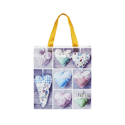 Medium PP Printed Heart & Button Non-Woven Bag - Pack of 10 - TEM IMPORTS™