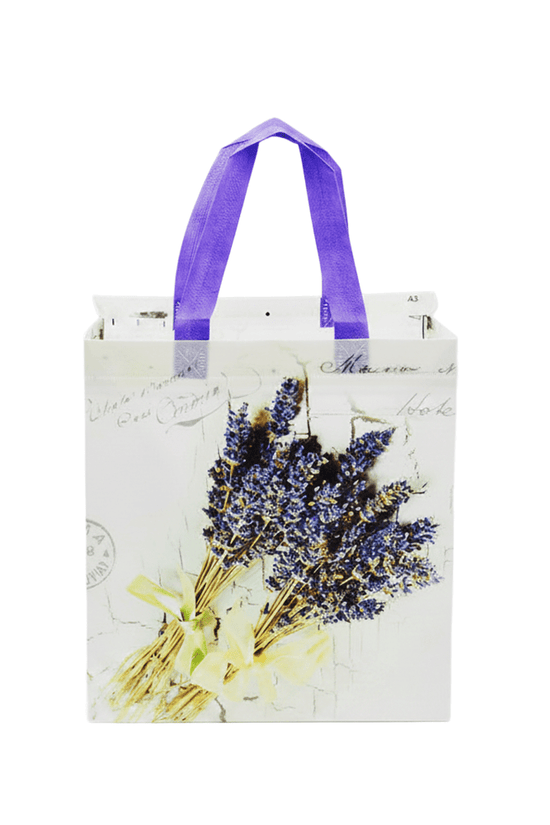 Medium PP Printed Lavender Bunch Non - Woven Bag - Pack of 10 - TEM IMPORTS™