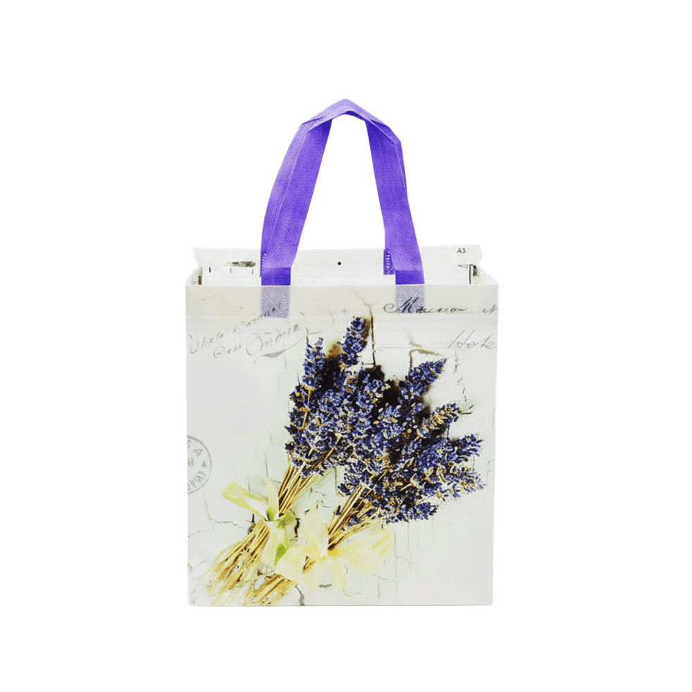 Medium PP Printed Lavender Bunch Non - Woven Bag - Pack of 10 - TEM IMPORTS™