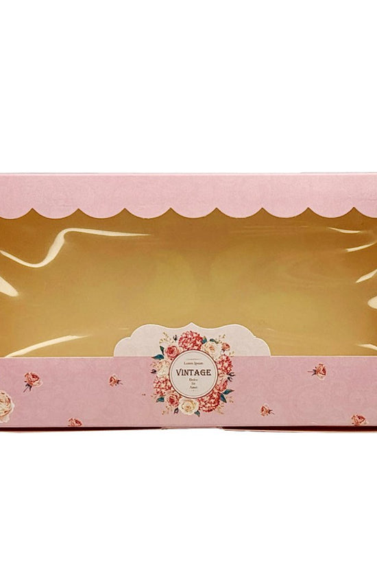 Medium Rectangular Printed Paper Box Window - Vintage Rose Theme - TEM IMPORTS™