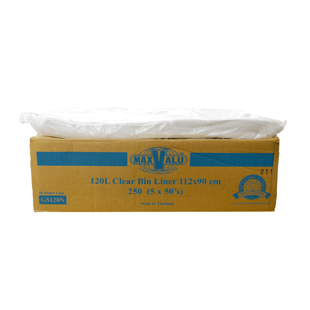 Natural Clear 120L Heavy Duty Bin Liners - 250/CTN - TEM IMPORTS™