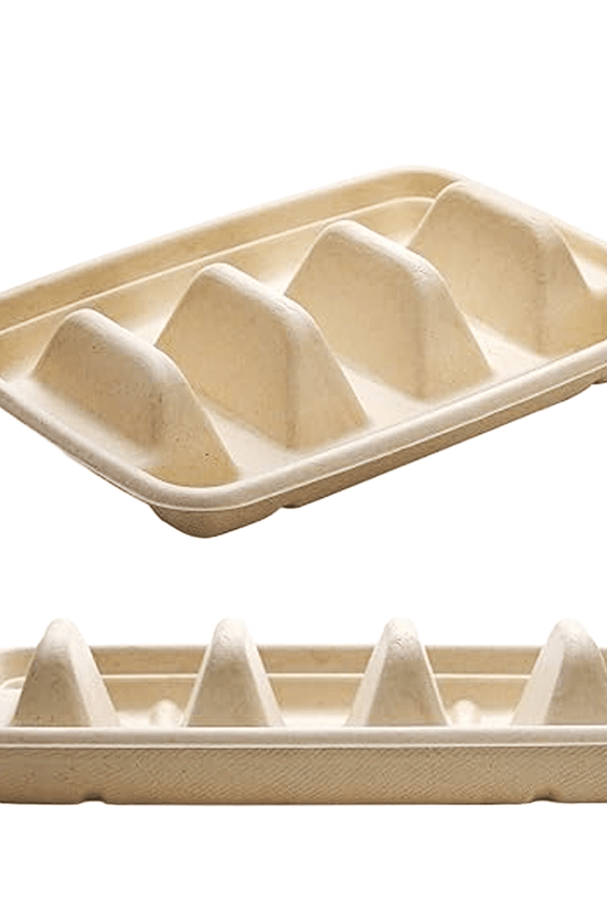 Natural Sugarcane Taco Holder Tray - 300/CTN - TEM IMPORTS™
