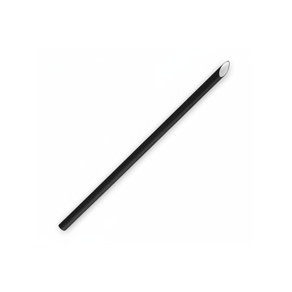 6mm Regular Slant Cut Paper Straws (Black)