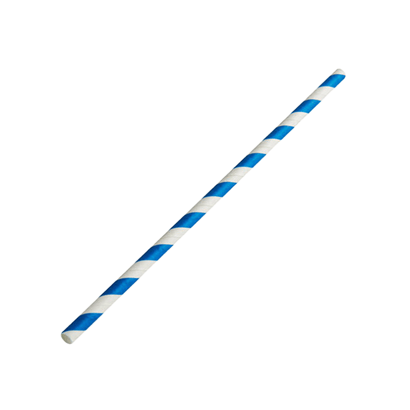 6mm Blue Stripe Regular Flat End Cut Paper Straws