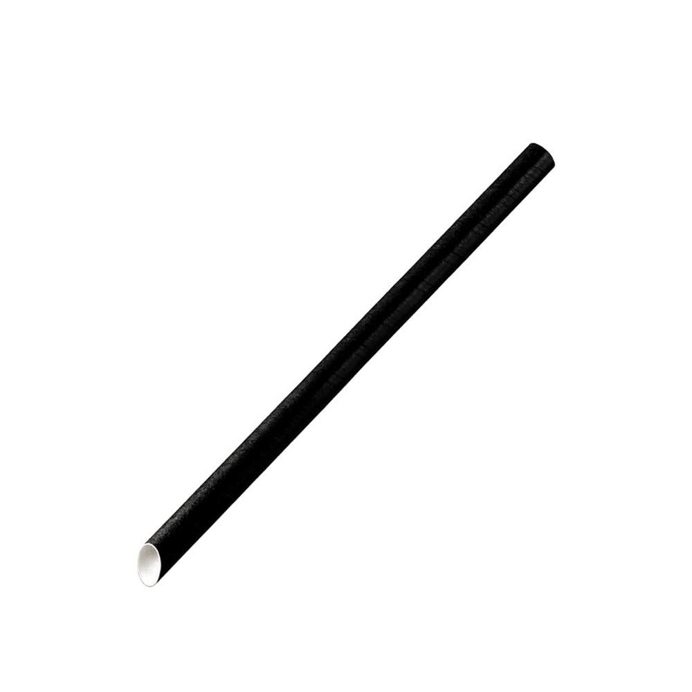 Plain Black 10mm Slant Cut Jumbo Paper Straw