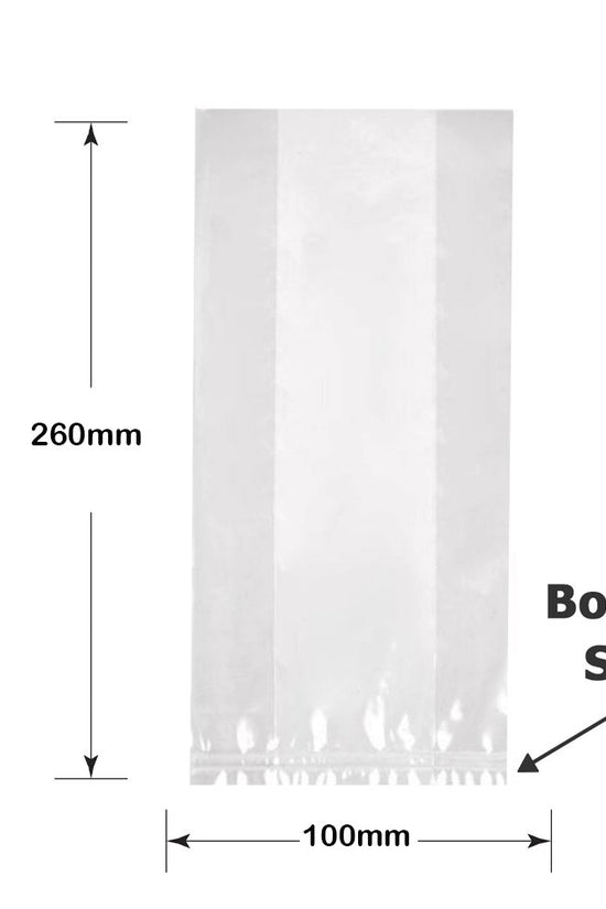 Polypropylene Gusseted Bag - 260mm x 100mm - Clear - TEM IMPORTS™