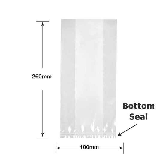 Polypropylene Gusseted Bag - 260mm x 100mm - Clear - TEM IMPORTS™