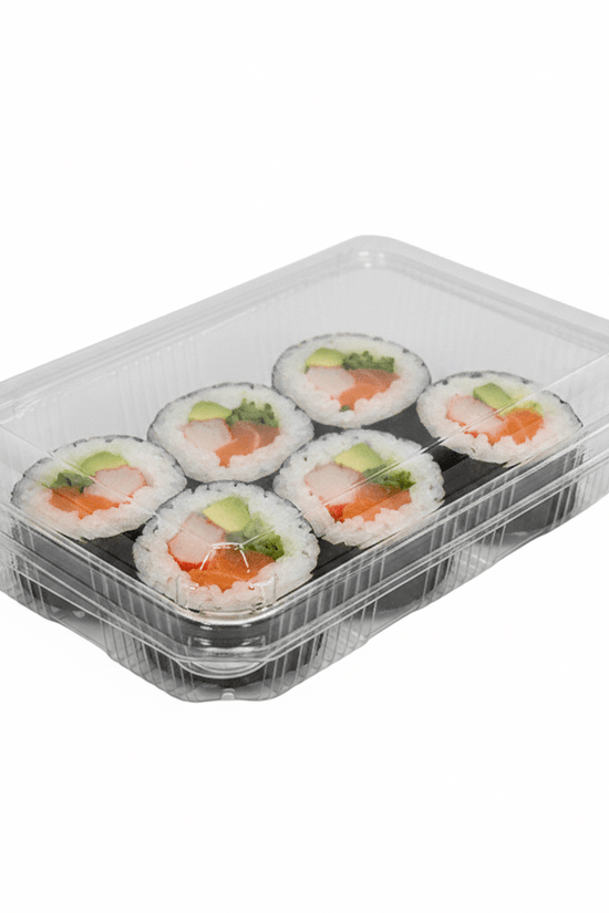 Premium Clear PET Hinged Lid 4 - Roll Sushi Container - TEM IMPORTS™