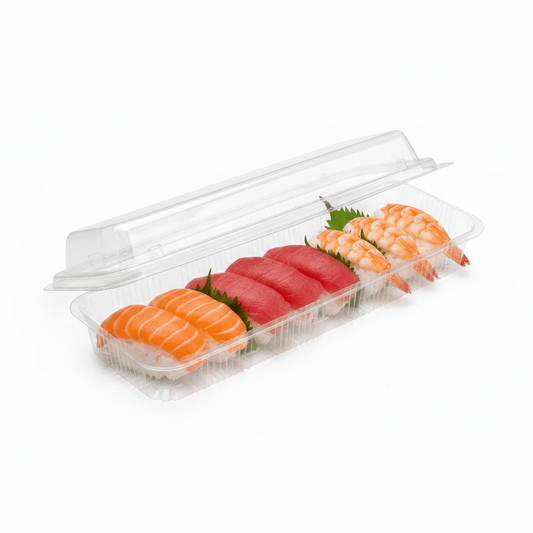 Premium Clear PET Hinged Lid Nigiri Sushi Long Container - TEM IMPORTS™