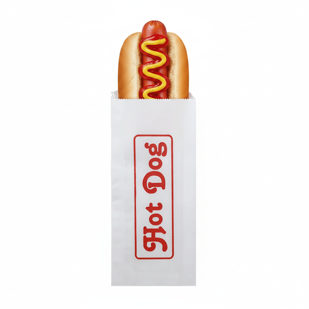 Printed Hot Dog White Paper Bag - Pack of 1000 - TEM IMPORTS™