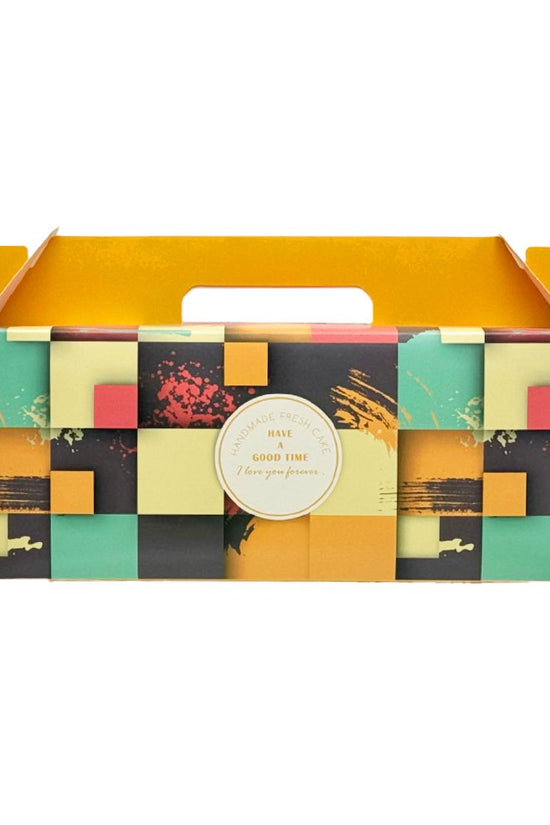 Printed Paper Cake Box Handle With Cupcake Tray - Bright Orange Theme - TEM IMPORTS™
