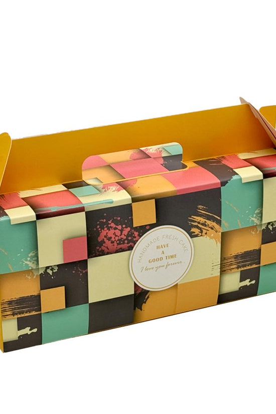 Printed Paper Cake Box Handle With Cupcake Tray - Bright Orange Theme - TEM IMPORTS™