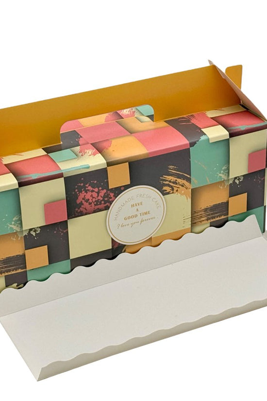 Printed Paper Cake Box Handle With Tray - Bright Orange Theme - TEM IMPORTS™