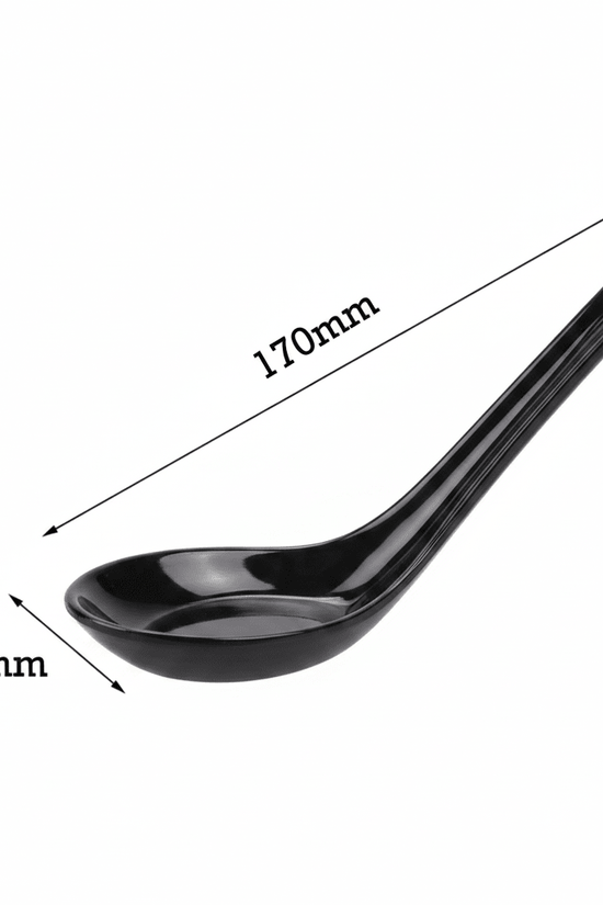 Re - usable Large Plastic Chinese Soup Spoon Hook Style Black - TEM IMPORTS™