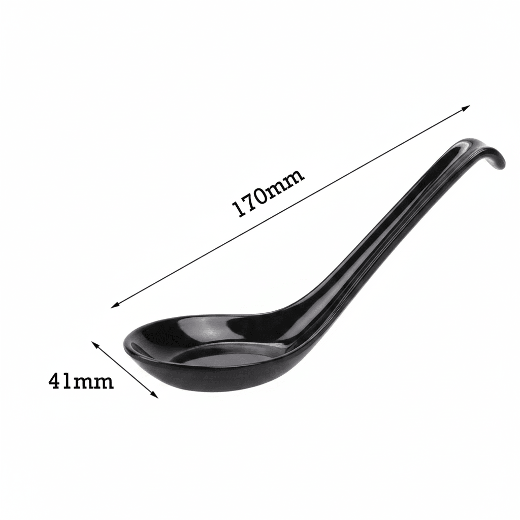 Re - usable Large Plastic Chinese Soup Spoon Hook Style Black - TEM IMPORTS™