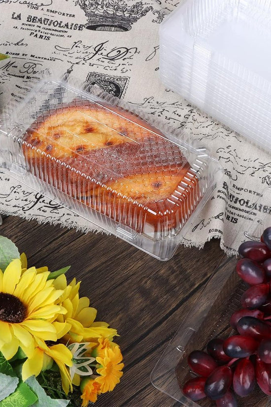 Rectangular Plastic Bar Cake Hinged Container - TEM IMPORTS™