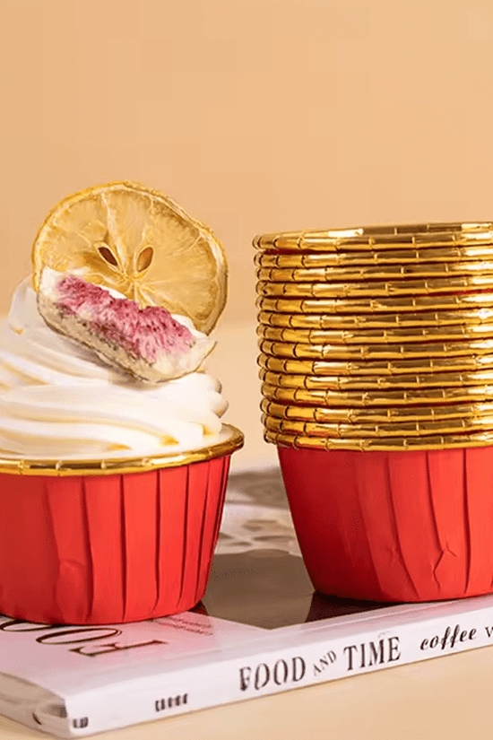 Red And Gold Foil Baking Paper Cup - TEM IMPORTS™