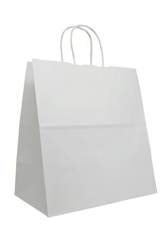 Retail Takeaway White Twisted Handle Paper Bag - Medium (UberEats Styled) - TEM IMPORTS™