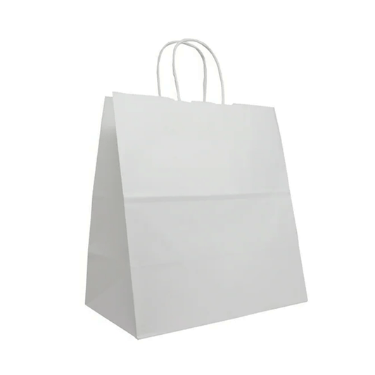 Retail Takeaway White Twisted Handle Paper Bag - Medium (UberEats Styled) - TEM IMPORTS™