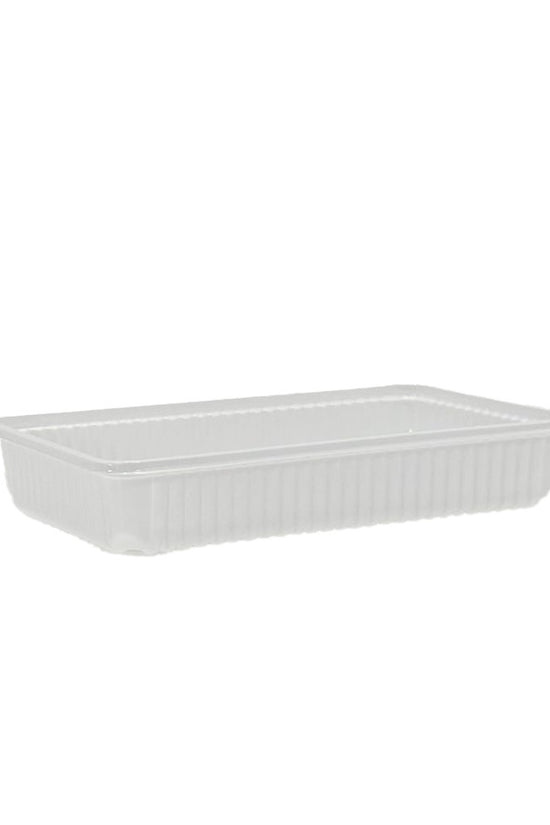Ribbed Rectangular White With Clear Lid - TEM IMPORTS™