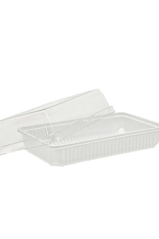 Ribbed Rectangular White With Clear Lid - TEM IMPORTS™