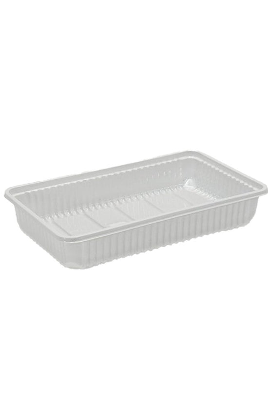 Ribbed Rectangular White With Clear Lid - TEM IMPORTS™