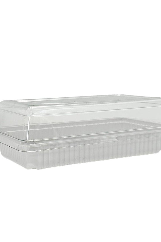 Ribbed Rectangular White With Clear Lid - TEM IMPORTS™