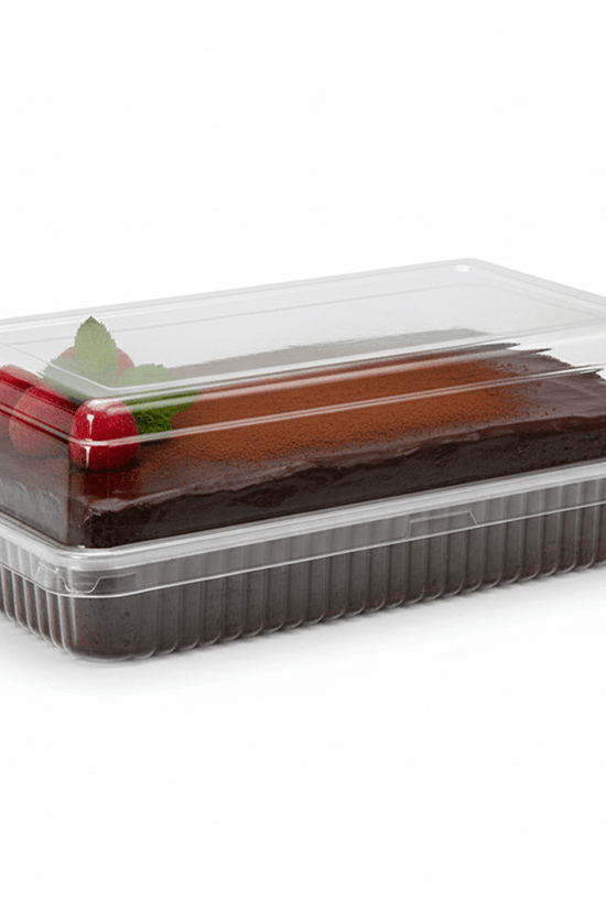 Ribbed Rectangular White With Clear Lid - TEM IMPORTS™