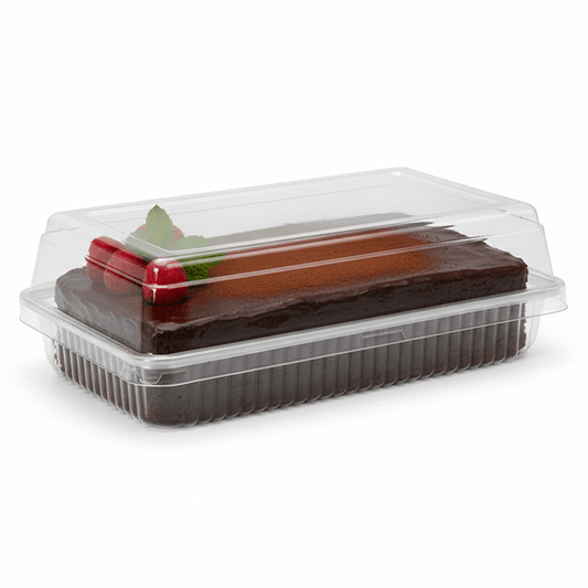 Ribbed Rectangular White With Clear Lid - TEM IMPORTS™