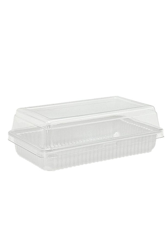 Ribbed Rectangular White With Clear Lid - TEM IMPORTS™