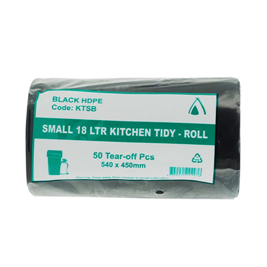 Small 18Ltr Black Kitchen Office Tidy Bin Liners - 1000/CTN