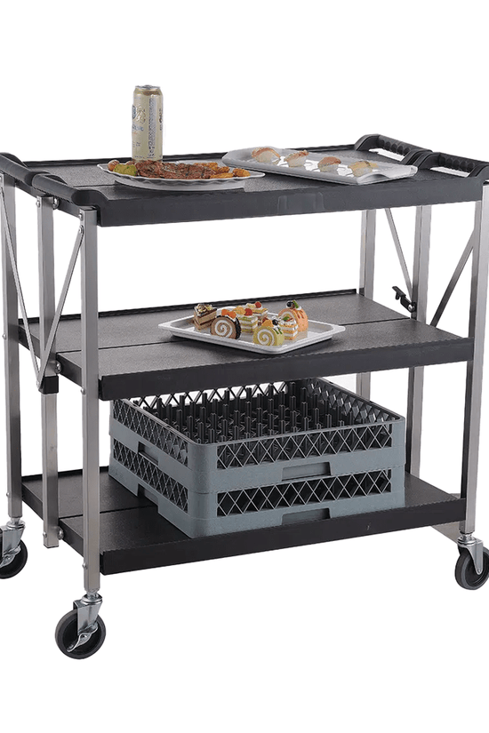 Small Foldable Utility Service Trolley Black - TEM IMPORTS™