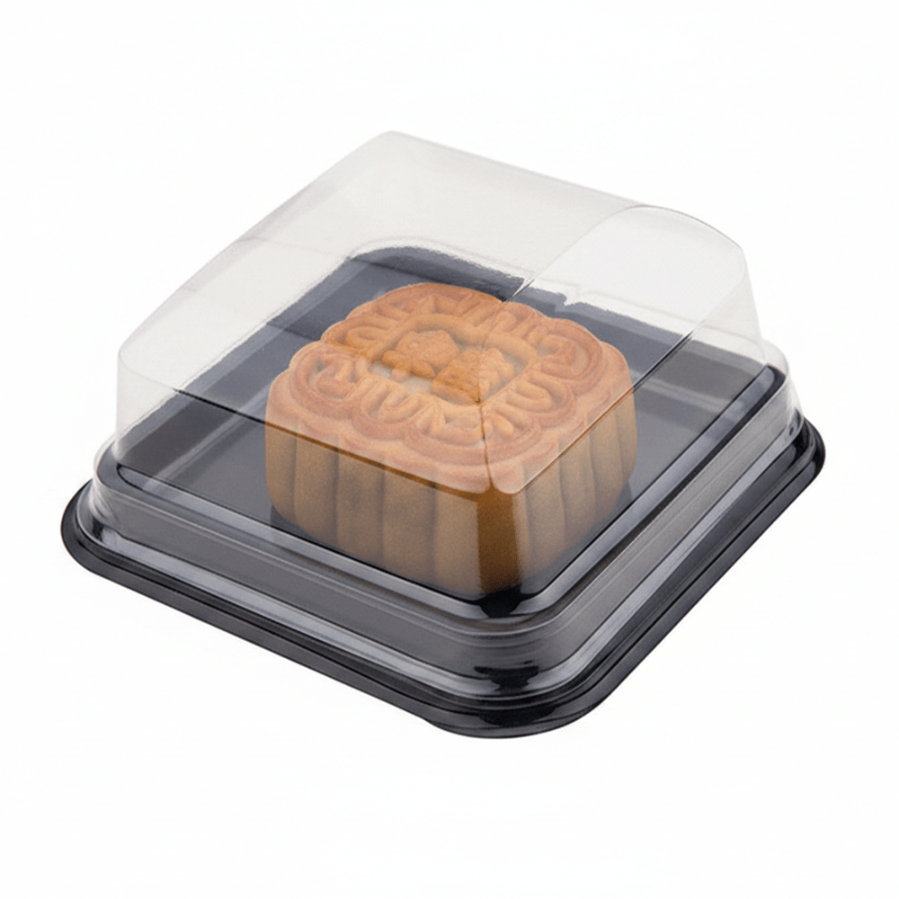 Small Individual Black Square Base With Lightly Slanted Dome Lid - 93x93mm - TEM IMPORTS™