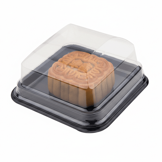 Small Individual Black Square Base With Lightly Slanted Dome Lid - 93x93mm - TEM IMPORTS™