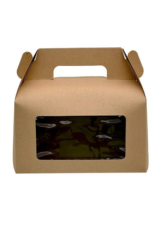 Small Kraft Paper Cake Box Handle With Window - TEM IMPORTS™