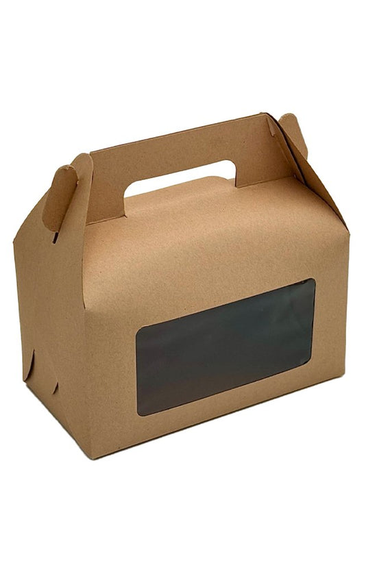 Small Kraft Paper Cake Box Handle With Window - TEM IMPORTS™