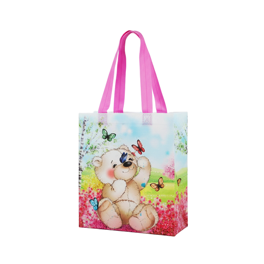 Small PP Printed Bear & Butterfly Non - Woven Bag - Pack of 10 - TEM IMPORTS™