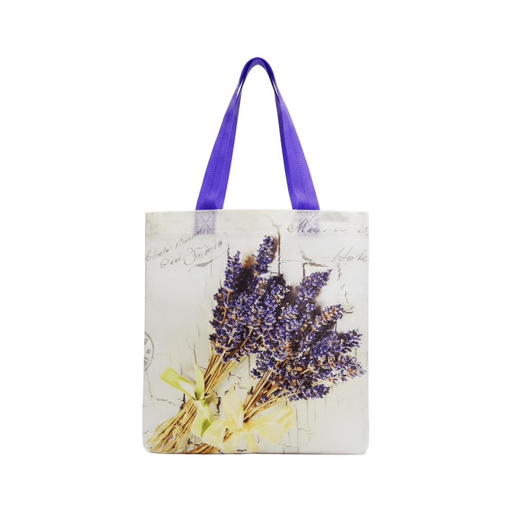 Small PP Printed Lavender Bunch Non - Woven Bag - Pack of 10 - TEM IMPORTS™