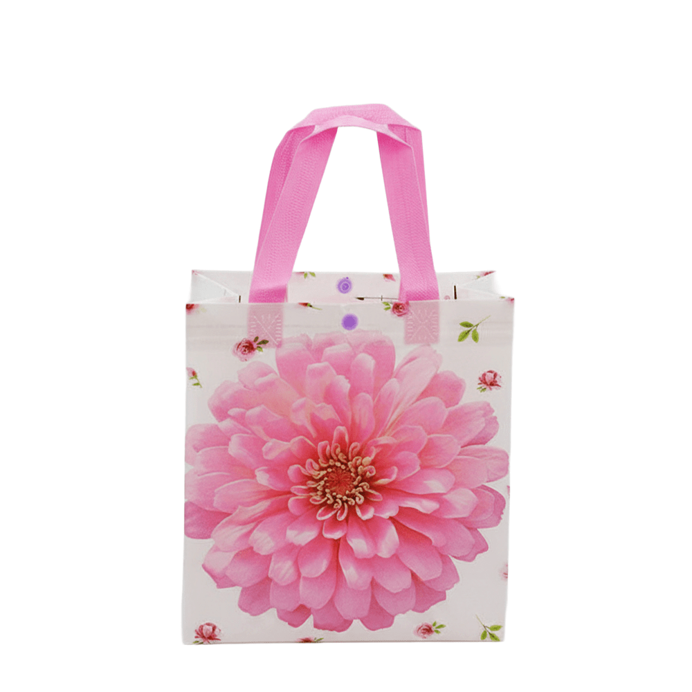Small PP Printed Pink Daisy Non - Woven Bag - Pack of 10 - TEM IMPORTS™
