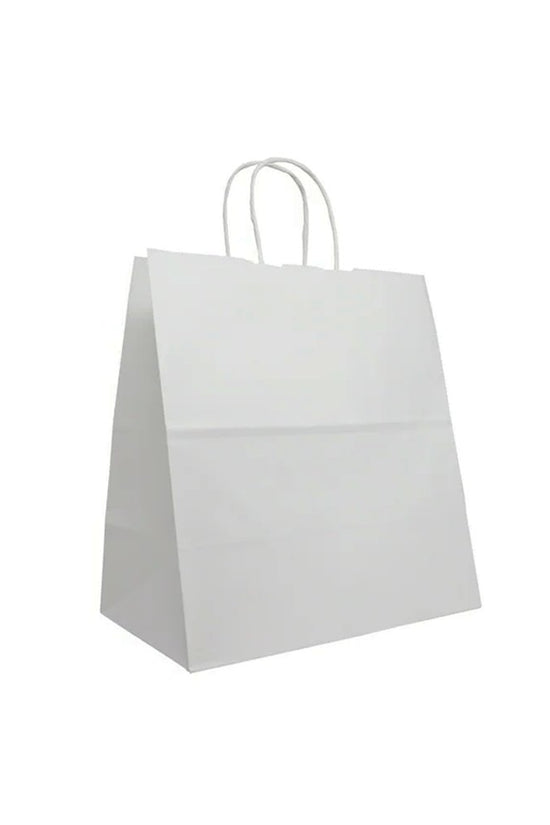Small Takeaway White Twisted Handle Paper Bag - TEM IMPORTS™