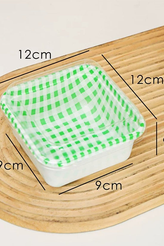 Square Checkered Pattern Green With Clear PET Lid - TEM IMPORTS™