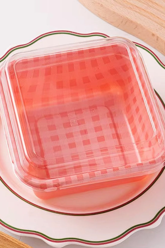 Square Checkered Pattern Red With Clear PET Lid - TEM IMPORTS™
