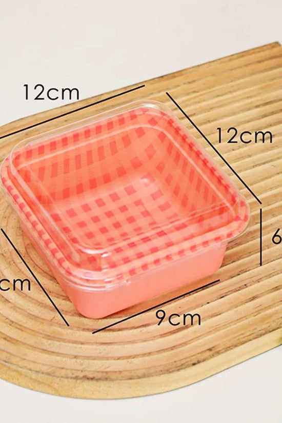 Square Checkered Pattern Red With Clear PET Lid - TEM IMPORTS™