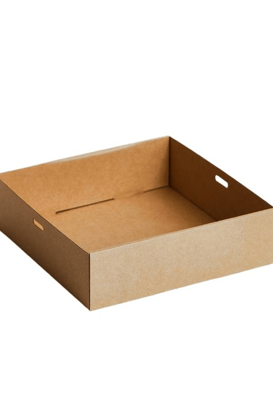 Large Square Kraft Corrugated Catering Tray - 100/CTN