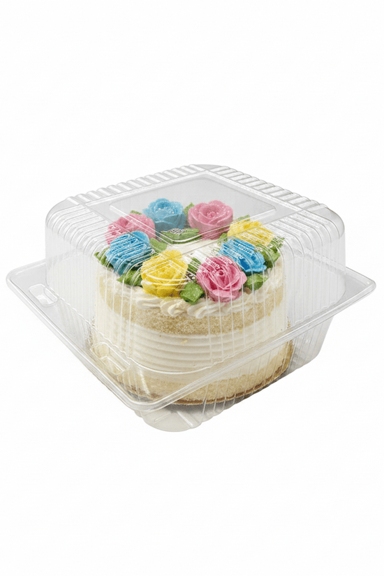Square Plastic Cake Hinged Lid Container - TEM IMPORTS™
